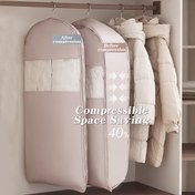 Resim 1 Paket Şeffaf Pencere ile Sıkıştırılabilir Asılı Giysi Çantası - Takım Elbiseler, Ceketler ve Montlar için Yer Tasarruflu Depolama, Beyaz, ≥3.2 Küp Ayak Kapasitesi, ≥68.58 cm Yükseklik, Dolap Düzeni için İdeal, Gardırop Organizatörü | Şeffaf Pencere Tasarımı | Fermuar Kapatma, Giysi Organizatörü Depolama 