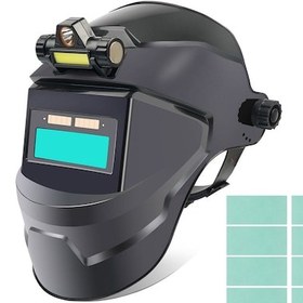 Resim Teltree Güneş Enerjili Otomatik Değişen Işık Filtreli Weld Maskesi - 9-13 Dın, 10 Koruyucu Film, Far Ve Cr2032 Pil İle Tam Renk Panoramik Görünüm 