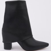 Resim Muggo İmpera Sivri Burun Kalın Topuklu Fermuarlı Kadın Bot Siyah 
