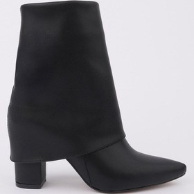 Resim Muggo İmpera Sivri Burun Kalın Topuklu Fermuarlı Kadın Bot Siyah 