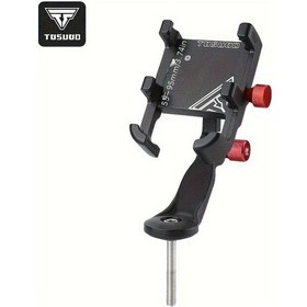 Resim Chuangyinshop Tosuod Alüminyum Bisiklet Telefon Tutucu Titreşim Önleyici Çift Ayarlı Siyah Çift Uçlu Somun Siyah Sap Stili Çift Uçlu Somun 360 Dönüş 