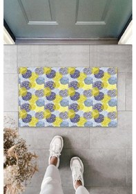 Resim Sarı-mavi Kapı Önü Paspası Karahindiba Desen K-3226 