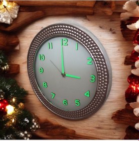 Resim Fosforlu 3d Kabartma Rakam Gümüş Krom Renkli Duvar Saati Beyaz Gümüş 