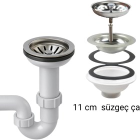 Resim DESIPHON Çöpmak Çiftli Lavabo Sifonu 11 cm – Koku Önleyici, Dayanıklı Banyo ve Mutfak Gider Boru Bağlantı Seti 