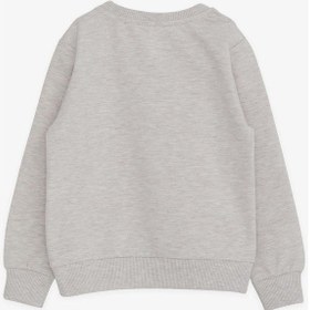 Resim Breeze Erkek Çocuk Sweatshirt Yazı Baskılı 2-6 Yaş, Bej Melanj-bej Melanj Bej Melanj 
