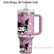 Resim 1 Adet İlham Veren Tasarım Kuromi 40oz UV DTF Transfer Etiketleri 16oz Cam Bardaklar & Kupalar İçin - Yüksek Kaliteli PVC, Su Geçirmez, Canlı Çiçek ve Kuromi Desenli Kendinden Yapışkanlı Dekoratif Stickerlar, Dayanıklı Süslemeler için DIY El İşleri, Hediye, Ev Dekoru, Kupa Süsleme | Eğlenceli Dekorasyon | Su Geçirmez Etiket 