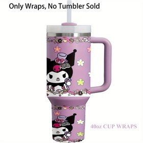 Resim 1 Adet İlham Veren Tasarım Kuromi 40oz UV DTF Transfer Etiketleri 16oz Cam Bardaklar & Kupalar İçin - Yüksek Kaliteli PVC, Su Geçirmez, Canlı Çiçek ve Kuromi Desenli Kendinden Yapışkanlı Dekoratif Stickerlar, Dayanıklı Süslemeler için DIY El İşleri, Hediye, Ev Dekoru, Kupa Süsleme | Eğlenceli Dekorasyon | Su Geçirmez Etiket 