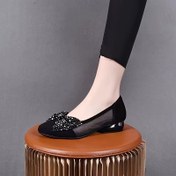 Resim 2024 Kadınlar için Elegant Mesh Hava Geçirgen Kemerli Topuk - Tüm Mevsim Slip-On Yuvarlak Parmak Uçlu Düz Ayakkabı, Kelebek Düğümü, Düşük Blok Topuk, Solid Renk, Delikli Soğutma Mesh Üst, Kauçuk Taban, Kumaş İç, Mikrofiber Tabanlık 