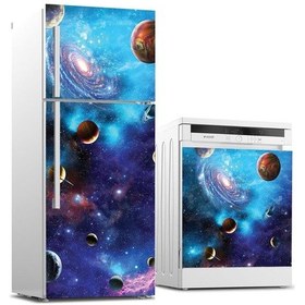 Resim Ve Bulaşık Makinası Beyaz Eşya Sticker Kaplama Uzay Galaksiler 