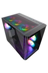 Resim Rampage Loopy Plus Siyah 7*12CM Argb Fan 950W 80 Plus Standart Temperli Cam Kumandalı Atx Mid-T Gaming Oyuncu Kasası 