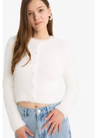 Resim Defacto Coool Slim Fit Dar Kesim Bisiklet Yaka Triko Hırka Z9318az25wner98 Ekru 