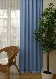 Resim Evdepo Home Mavi Petek Fon Perde Tek Kanat Mavi 