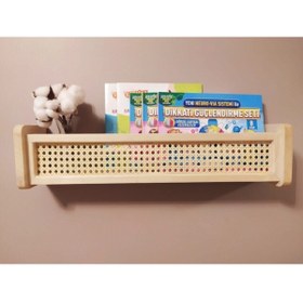 Resim Genel Markalar Hazeranlı Ahşap Montessori Kitaplık Bebek Ve Çocuk Odası Hasır Hazeran Raf 