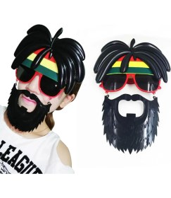 Resim MCM Group Rasta Peruklu Rasta Sakallı Bob Marley Bıyıklı Parti Gözlüğü 27X18 cm - Lisinya 