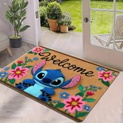 Resim Stitch 2D Düz Hoş Geldiniz Kapı Matı - Kaymaz Polyester, Temizlenmesi Kolay, Ev Girişi, Yatak Odası ve Banyo Kapıları için Mükemmel, Canlı Çiçek Deseni, Ev Girişi Matı | Oyuncak Tasarımı | Dayanıklı Mat, Stitch The Movie 