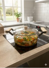 Resim Morponi Chef Prime Borosilikat Cam Tencere 2500 Ml Şeffaf 