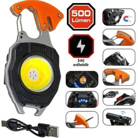 Resim Ycl Şarjlı 15w Cob Ledli Şarjlı Çakmaklıklı Anahtarlık Kamp Feneri 