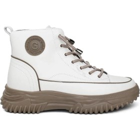 Resim Guja 25k310-13 Kadın Hakiki Deri Lastik Bağ Fermuarlı Kısa Spor Bot Bej 