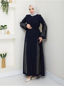 Resim SG SARİALGİYİM SG SARİAL GİYİM YENİ SEZON ETEĞİ VE KOLLARI GÖSTERİŞLİ TAŞ DETAYLI ABAYA FERACE 