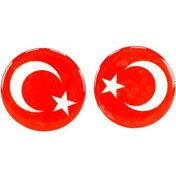 Resim Motosiket Damla Sticker Türk Bayrağı 4.5cm - 2 Adet 