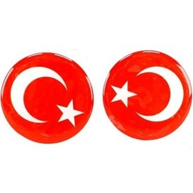 Resim Motosiket Damla Sticker Türk Bayrağı 4.5cm - 2 Adet 