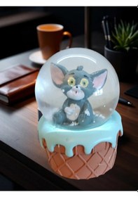 Resim Tom Figürlü 9cmx8cm Ebat Pilli Işıklı Dekoratif Kar Küre 9cm X 8cm 