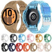 Resim Samsung Galaxy Uyumlu Watch4 İçin 44mm Zırh Entegre Tpu Çift Pin Toka Akıllı Saat Bandı Turuncu 