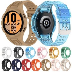 Resim Samsung Galaxy Uyumlu Watch4 İçin 44mm Zırh Entegre Tpu Çift Pin Toka Akıllı Saat Bandı Turuncu 