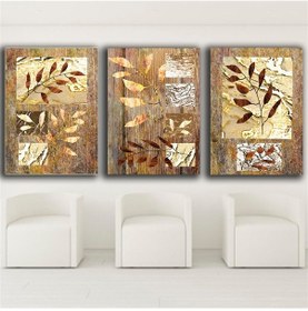 Resim Kanvas Tablo Modern Çiçekli Set Altın 