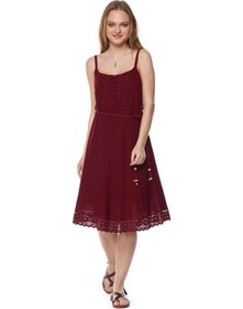 Resim Şile Bezi Bordo Askılı Kemerli Elbise Bordo 