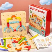 Resim 1 Set Çocuk Eğitim Kreatif Tahta Oyun - Geometrik Şekil Bulmaca, Yığma Sütunlar, Karma Renk İnşaat Blokları, Ebeveyn-Çocuk Etkileşimli Oyuncak, Mükemmel Doğum Günü Tatil Hediyesi 
