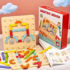 Resim 1 Set Çocuk Eğitim Kreatif Tahta Oyun - Geometrik Şekil Bulmaca, Yığma Sütunlar, Karma Renk İnşaat Blokları, Ebeveyn-Çocuk Etkileşimli Oyuncak, Mükemmel Doğum Günü Tatil Hediyesi 