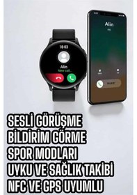 Resim Akıllı Saat Çok Fonksiyonlu Sesli Görüşme Nfc Uyumlu Amoled Ekran 