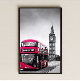 Resim Big Ben Ve Kırmızı Otobüs Temalı Şeffaf Pleksi Tablo 