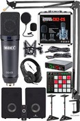 Resim Midex Private Paket-6 Stüdyo Ekipmanları Seti (Monitör-Mikrofon-Ses Kartı-Kulaklık ve Midi Pad Controller) 