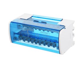 Resim Skycity Jh8211 Tek Fazlı 2 Katlı Bakır Terminal Kutusu, Şeffaf Kapaklı Ray Tipi Dağıtım Kutusu, Pa Nilon, Ul94v-2, Beyaz+mavi, 500v, 125a 