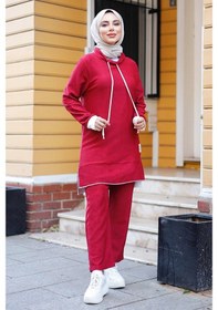 Resim Bestenur Nelin Tunik Pantolon İkili Takım 1283 - Bordo 