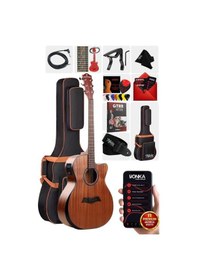 Resim Maxword M450-EQ Profesyonel Masif Ağaç Elektro Akustik Gitar Seti 4/4 Yetişkin Seri üst Segment 