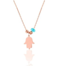 Resim 925 Ayar Gümüş Aquamarin-Gümüş Toplu Fatmaeli Kolye 