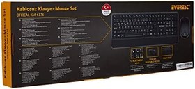 Resim Everest KM-6176 OFFICAL Siyah Kablosuz Combo Q Multimedia Klavye + Mouse Set 