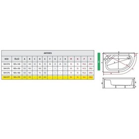 Resim Shower 100X170 Asimetrik Oval Oturmalı Küvet 