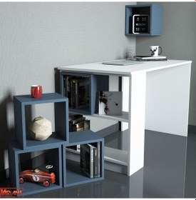 Resim Variant Box Kitaplık Ve Çalışma Masası Takımı - Beyaz / Mavi Beyaz 