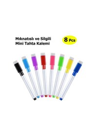 Resim Mıknatıslı Mini Tahta Kalemi, 8 Renk, Yaz-sil, Yazı Tahtası Kalemi, Keçeli Silgili Kalem 001 Siyah 