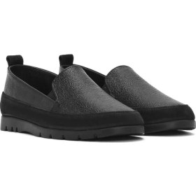 Resim Derimod Kadın Siyah Simli Deri Konfor Loafer 26PFD1500SM 