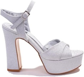 Resim Dagoster DZA07-337350 Gümüş Simli Tek Bant Platform Topuklu Kadın Ayakkabı 