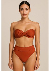 Resim Pierre Cardin 241231 Kadın Tarçın Dolgulu Straplez Yüksek Bel Bikini Takım Çok Renkli 
