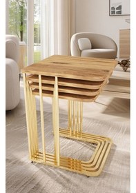 Resim Orkide Tekerlekli 4 Lü Zigon Sehpa Kahverengi 