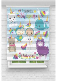 Resim Perdecizade Enxboy Unicorn Dijital Baskılı Zebra Perde-cocuk Odası-stor Perde Renkli 