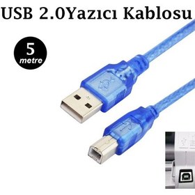 Resim 5 Metre Usb Yazıcı Kablosu Usb 2.0 Printer Kablosu 