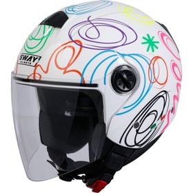Resim SWAY SW 715 WHITE FLOWER Yarım Kask 